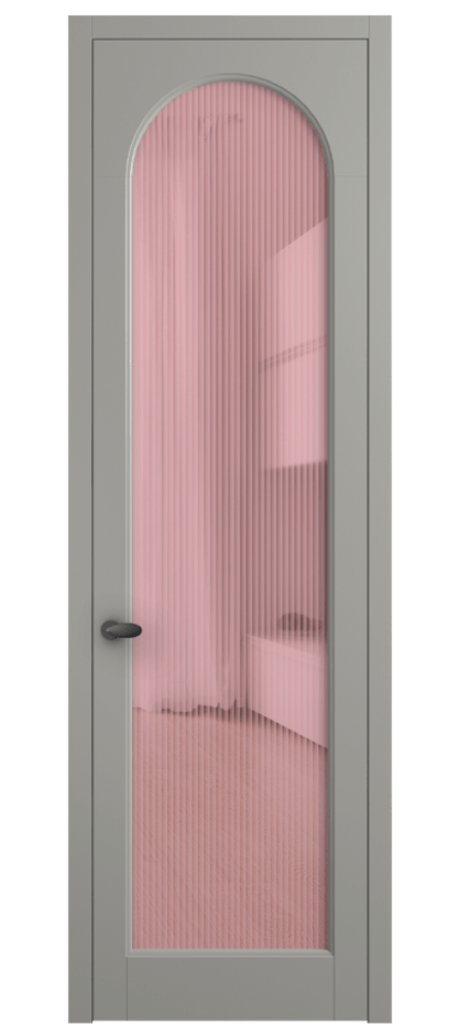 Межкомнатная дверь Палаццо 6804 Матовый нейтральный серый Рифлёное розовое стекло "Moru", триплекс Цена 152920 сом | Volhovec