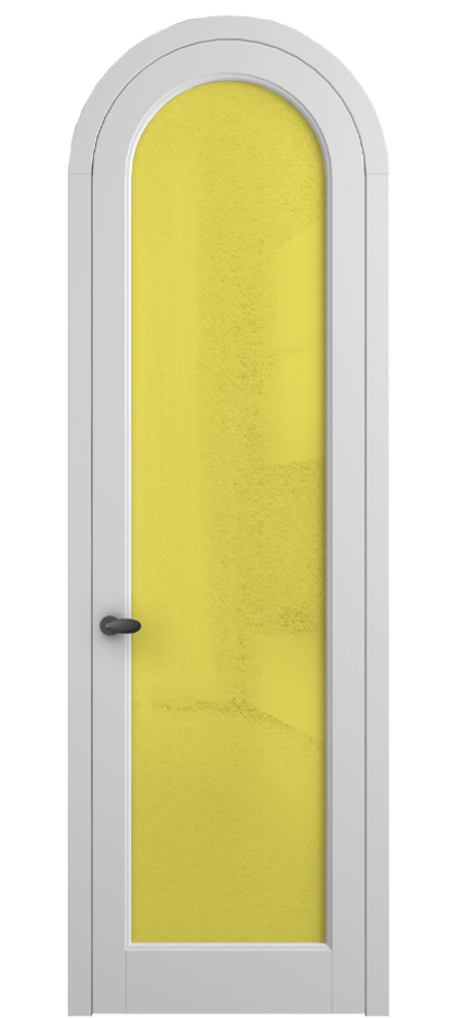 Межкомнатная дверь Палаццо 6814 Матовый белоснежный Фактурное жёлтое стекло "Лёд", триплекс Цена 190970 сом | Volhovec