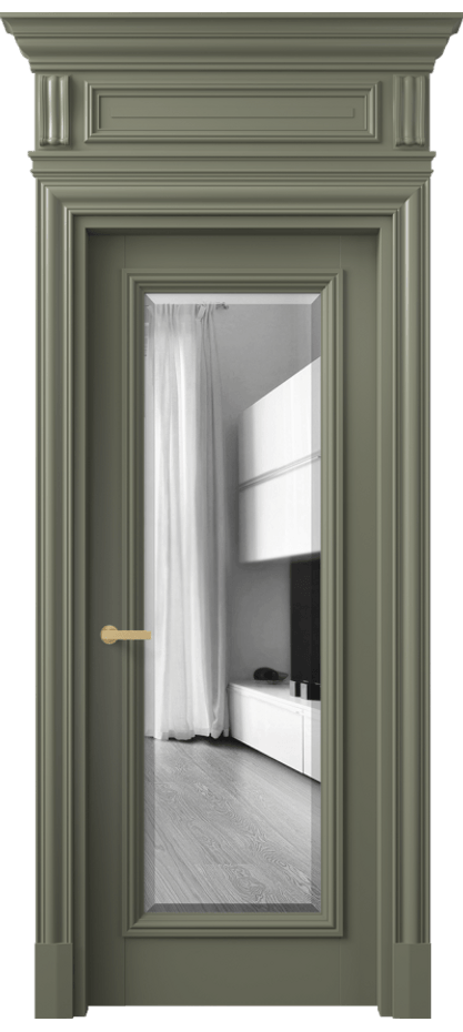 Межкомнатная дверь Антик 7300 Матовый оливковый тёмный Двустороннее зеркало с фацетом, триплекс Цена 246951 сом | Volhovec