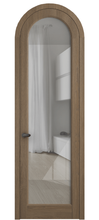 Межкомнатная дверь Палаццо 6814 Дуб джутовый матовый Рефлективное прозрачное стекло "Стопсол", калёное Цена 312090 сом | Volhovec