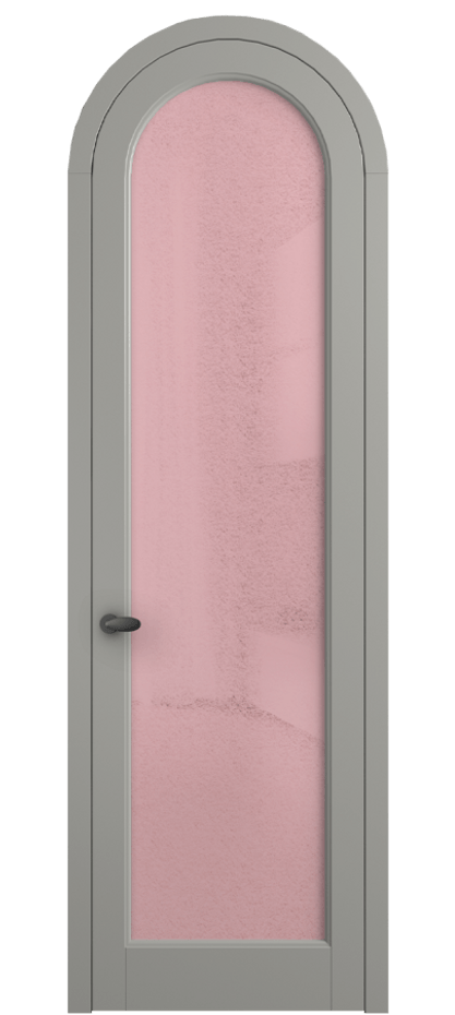 Межкомнатная дверь Палаццо 6814 Матовый нейтральный серый Фактурное розовое стекло "Лёд", триплекс Цена 131159 ₽ | Volhovec