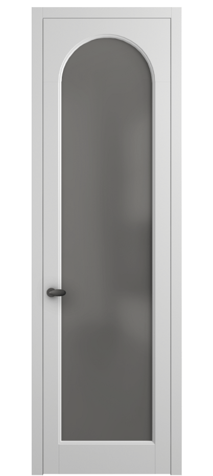 Межкомнатная дверь Палаццо 6804 Матовый белоснежный Сатинированное серое стекло, триплекс Цена 141270 сом | Volhovec