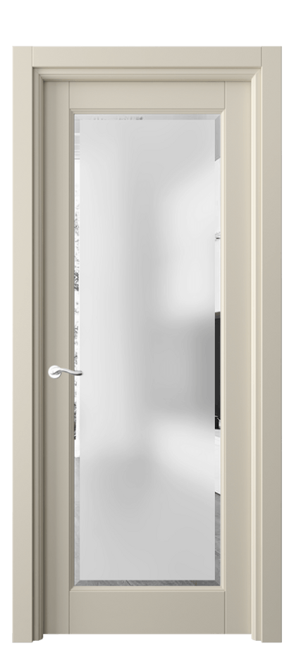 Межкомнатная дверь Лигнум 0700 Матовый бежево-серый Сатинированное стекло с фацетом Цена 144140 сом | Volhovec