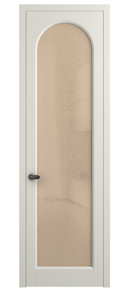 Межкомнатная дверь Палаццо 6804 Матовый жемчужный Фактурное оранжевое стекло "Лёд", триплекс Цена 103029 ₽ | Volhovec