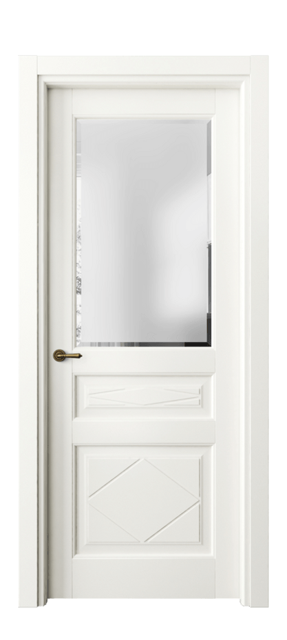 Межкомнатная дверь Тоскана Ромбо 6344 Матовый жемчужный Сатинированное стекло с фацетом Цена 146910 сом | Volhovec