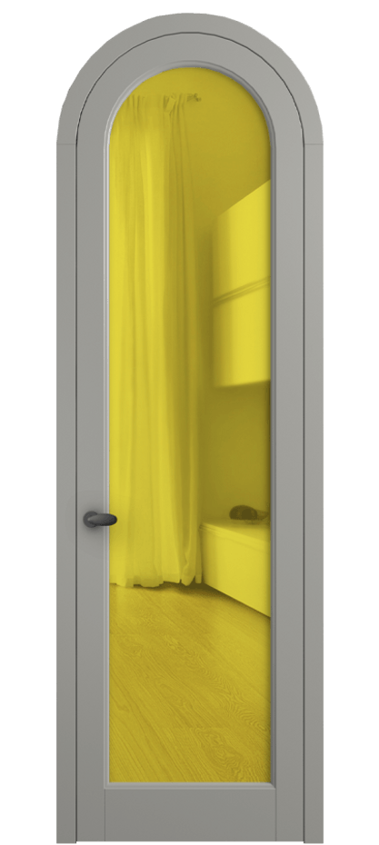 Межкомнатная дверь Палаццо 6814 Матовый нейтральный серый Прозрачное жёлтое стекло, триплекс Цена 186740 сом | Volhovec