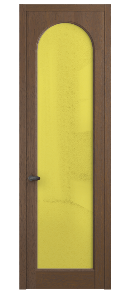 Межкомнатная дверь Палаццо 6804 Дуб каштановый матовый Фактурное жёлтое стекло "Лёд", триплекс Цена 230820 сом | Volhovec