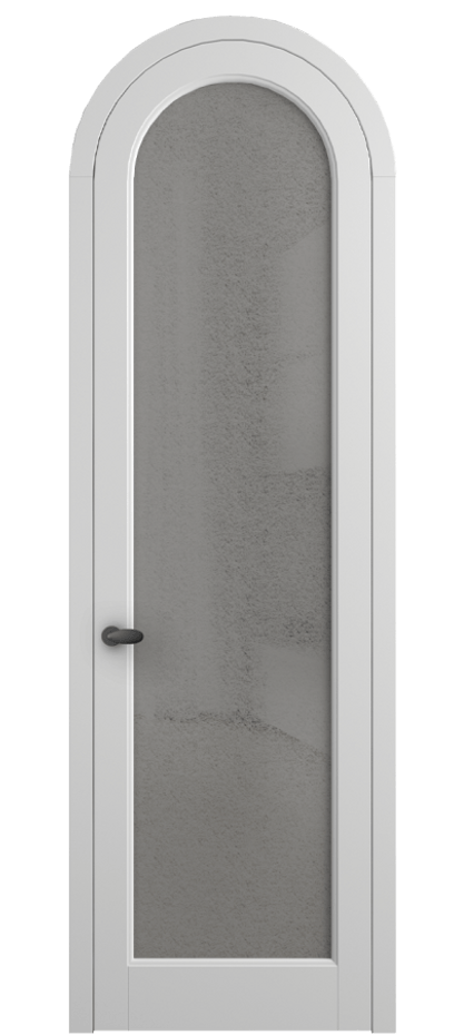 Межкомнатная дверь Палаццо 6814 Матовый белоснежный Фактурное серое стекло "Лёд", триплекс Цена 190970 сом | Volhovec