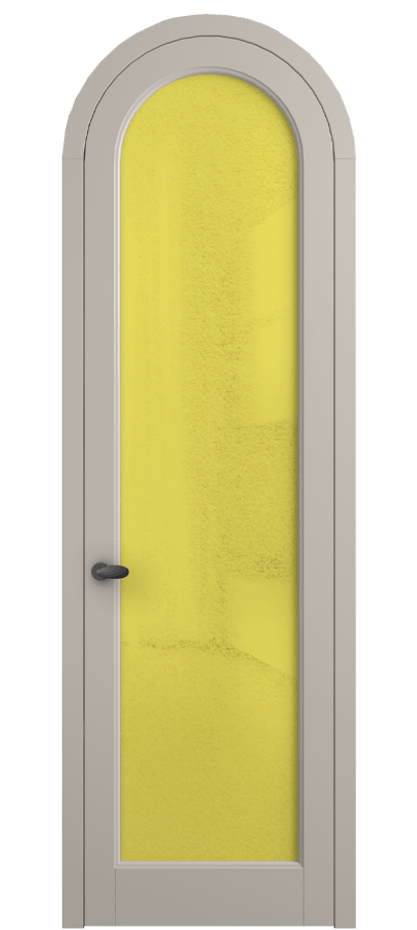 Межкомнатная дверь Палаццо 6814 Матовый светло-бежевый Фактурное жёлтое стекло "Лёд", триплекс Цена 190970 сом | Volhovec
