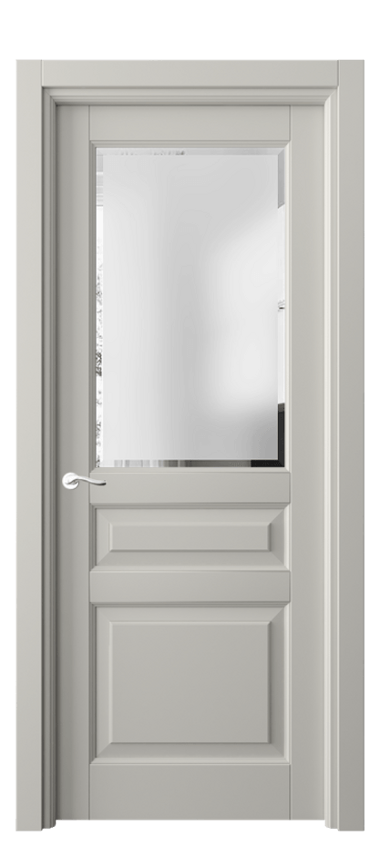 Межкомнатная дверь Лигнум 0710 Матовый тёплый серый Сатинированное стекло с фацетом Цена 153170 сом | Volhovec