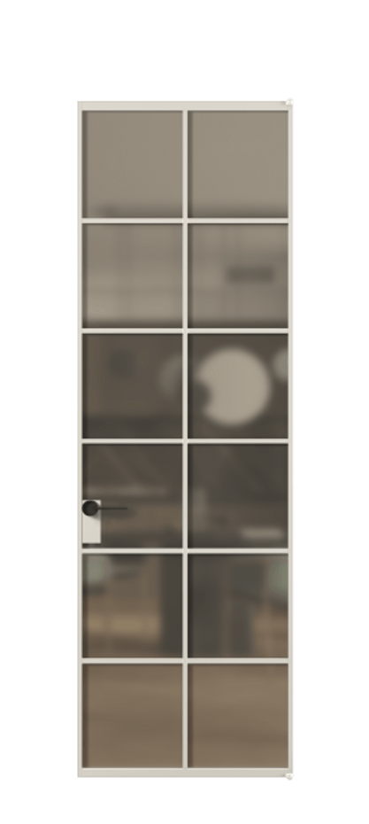 Алюминиевая дверь АЛПЛ040.05 Алюминий облачно-серый Сатинированное бронзовое стекло, триплекс Цена 217630  | Volhovec