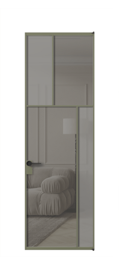 Межкомнатная дверь Mosaic АЛПЛ041.23 Алюминий оливковый тёмный Сатинированное серое стекло, триплекс, 6 мм + Прозрачное серое стекло, триплекс Цена 241510 сом | Volhovec