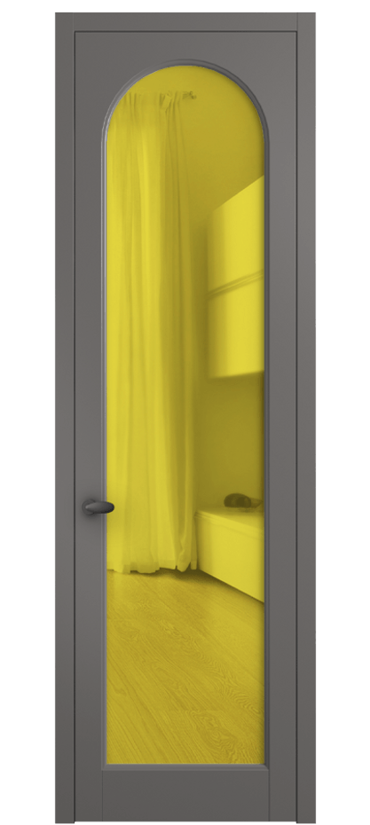 Межкомнатная дверь Палаццо 6804 Матовый классический серый Прозрачное жёлтое стекло, триплекс Цена 97029 ₽ | Volhovec
