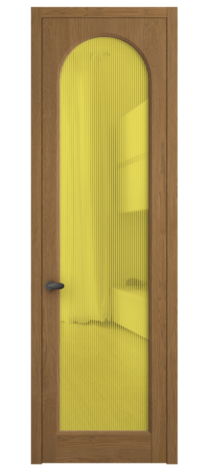Межкомнатная дверь Палаццо 6804 Дуб пряный матовый Рифлёное желтое стекло "Дюна", триплекс Цена 230820 сом | Volhovec