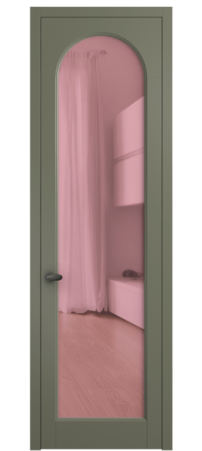 Межкомнатная дверь Палаццо 6804 Матовый оливковый тёмный Прозрачное розовое стекло, триплекс Цена 141270 сом | Volhovec