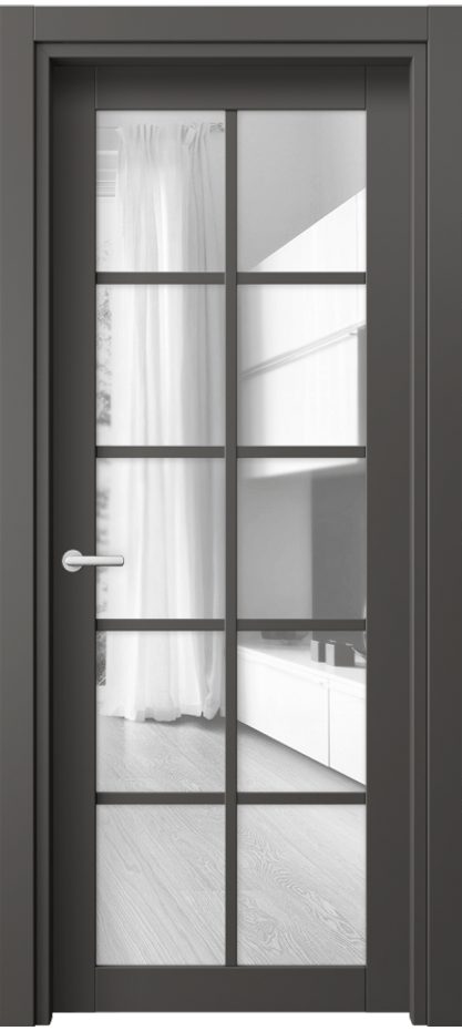 Межкомнатная дверь Neo 2106 ПЭТ графитовый Прозрачное стекло, триплекс Цена 35799 ₽ | Volhovec