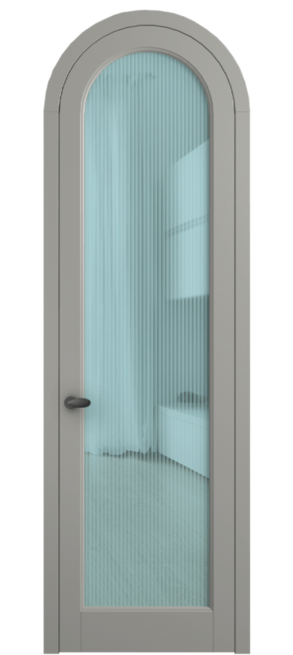 Межкомнатная дверь Палаццо 6814 Матовый нейтральный серый Рифлёное голубое стекло "Мору", триплекс Цена 193880 сом | Volhovec
