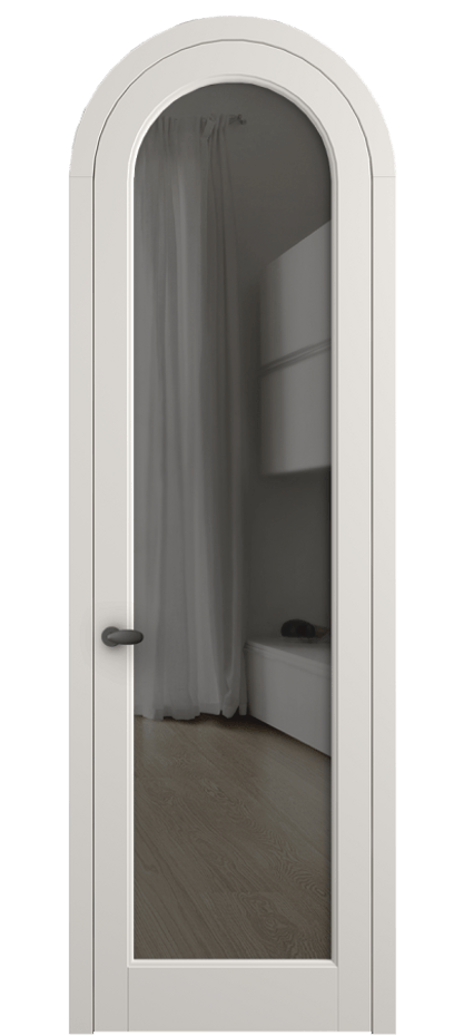 Межкомнатная дверь Палаццо 6814 Матовый пудровый белый Прозрачное серое стекло, триплекс Цена 186740 сом | Volhovec