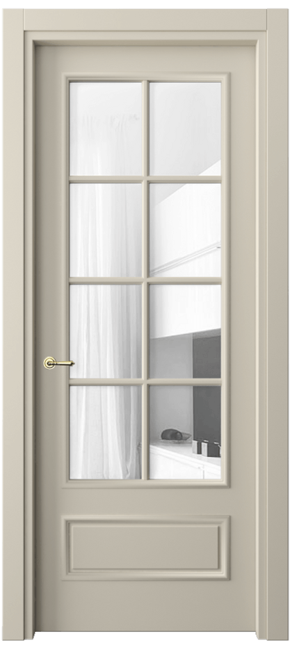 Межкомнатная дверь Париж 8112 Матовый бежево-серый Прозрачное стекло Цена 89870 сом| Volhovec