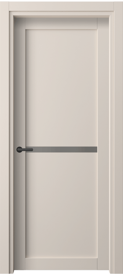 Межкомнатная дверь Нео 2112 ПЭТ пудровый бежевый Сатинированное серое стекло, триплекс Цена 44410 сом | Volhovec