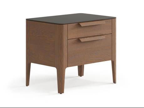 Мебель Тумба прикроватная Piega 2 ящика. Цвет Дуб каштановый матовый. Материал Массив дуба матовый. Коллекция Тумба прикроватная Piega 2 ящика. Картинка.