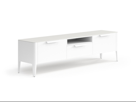 Мебель ТВ тумба Piega. Цвет Матовый светло-серый. Материал Гладкая эмаль. Коллекция ТВ тумба Piega. Картинка.