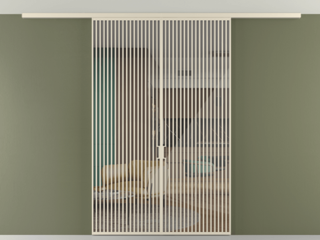 Перегородка Формато вдоль стены на потолок 2 створки АЛПР 040.06 Алюминий бежево-серый Рефлективное прозрачное стекло "Стопсол", калёное Цена 669060 сом | Volhovec