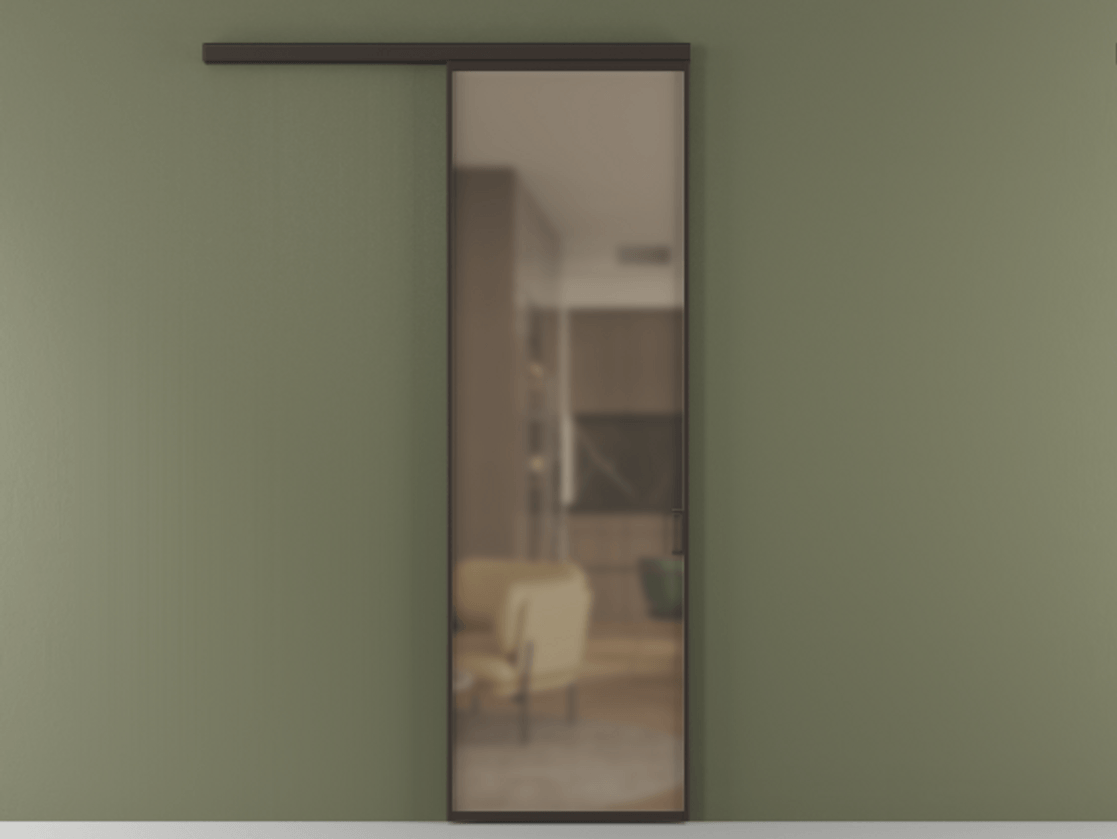 Перегородка Formato вдоль стены 1 створка АЛПР 040.01 Алюминий антрацит Сатинированное бронзовое стекло, триплекс Цена 148160 сом  | Volhovec