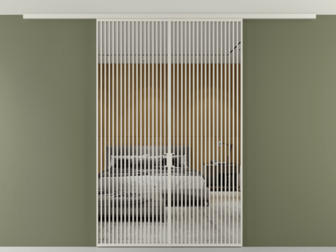 Перегородка Формато вдоль стены на потолок 2 створки АЛПР 040.06 Алюминий тёплый серый Двустороннее зеркало, триплекс , триплекс 6 мм Цена 645770 сом | Volhovec