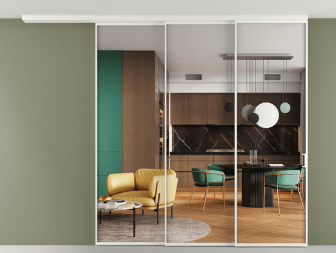 Перегородка Формато вдоль стены на потолок 3 створки с синхронным механизмом АЛПР 040.01 Алюминий светло-серый Прозрачное стекло "Кристал Вижн", калёное. Цена 584300 сом 1. Полотно 2 шт. (800/2100 мм)
2. Комплект установки раздвижной системы
3. Базовый комплект фурнитуры
4.Ручка Рондо. Фабрика дверей Волховец 8 (800) 551 43 19 Перегородка Формато вдоль стены на потолок 3 створки с синхронным механизмом АЛПР 040.01 Алюминий светло-серый Прозрачное стекло "Кристал Вижн", калёное Цена 584300 сом | Volhovec