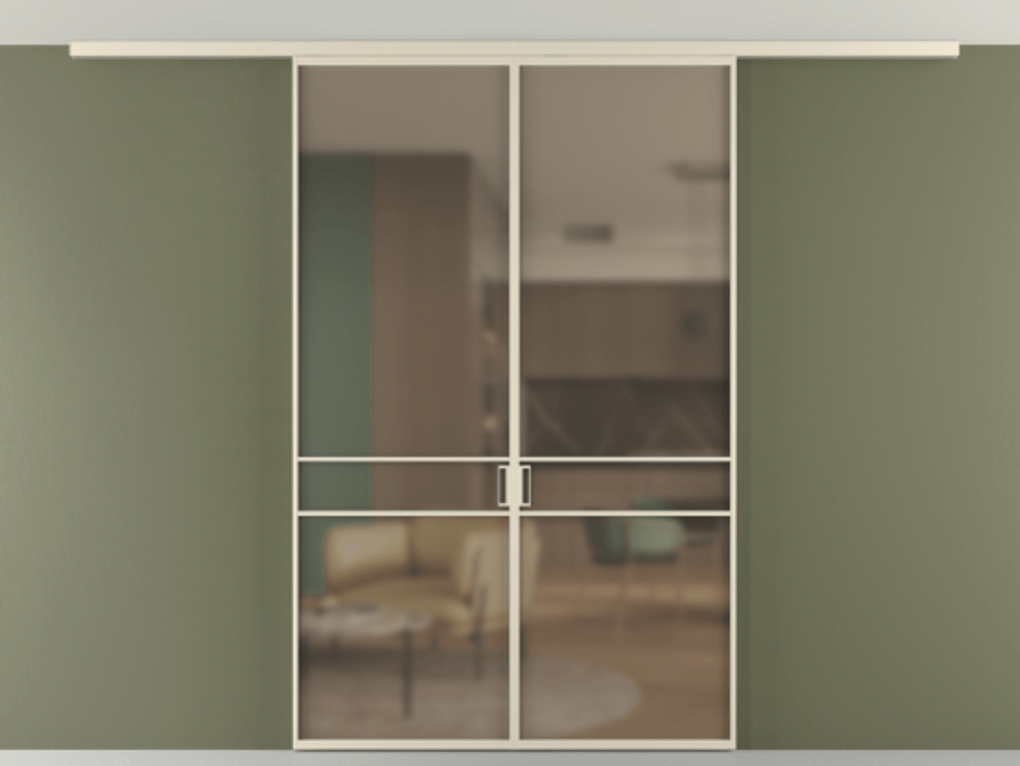 Перегородка Формато вдоль стены на потолок 2 створки АЛПР 040.02 Алюминий бежево-серый Сатинированное бронзовое стекло, триплекс Цена 331850 сом | Volhovec