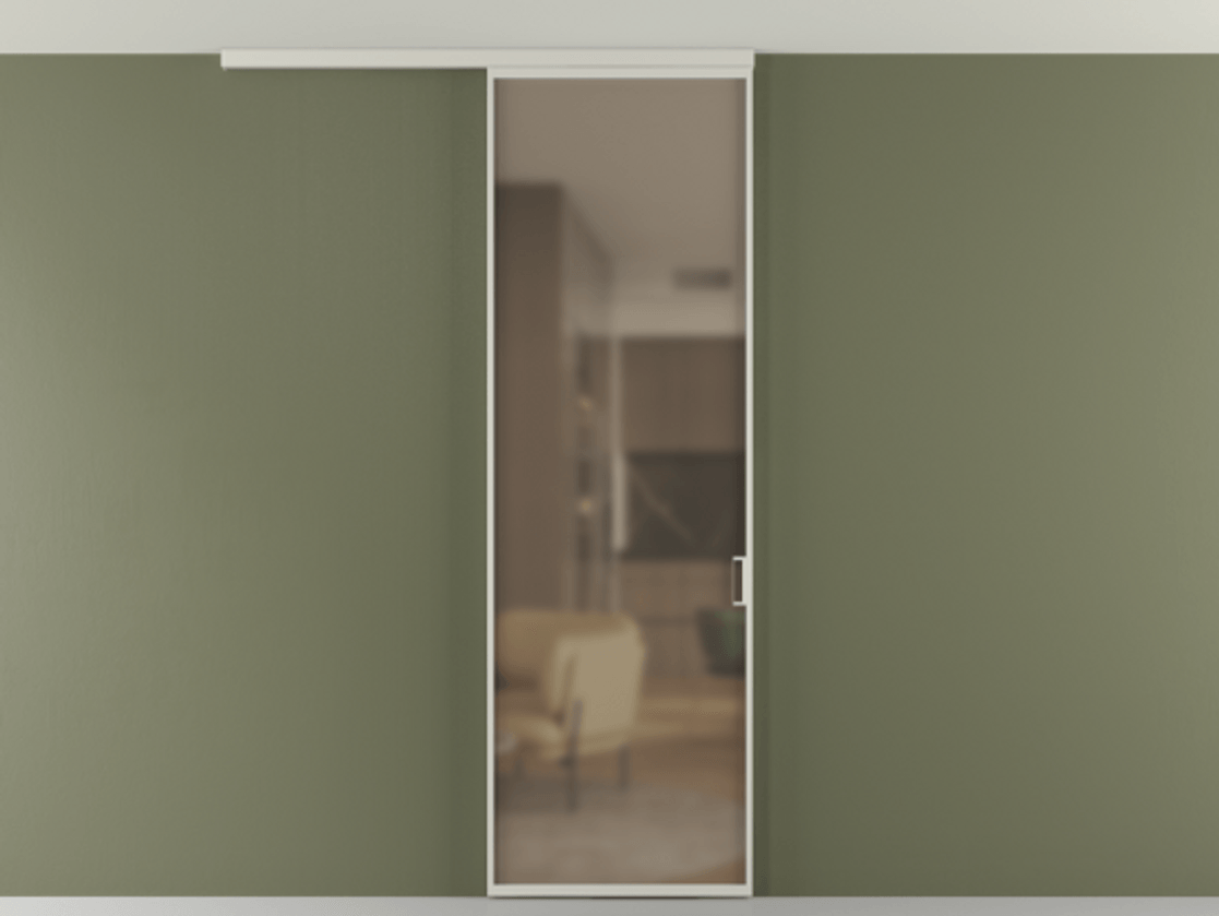 Перегородка Формато вдоль стены на потолок 1 створка АЛПР 040.01 Алюминий тёплый серый Сатинированное бронзовое стекло, триплекс Цена 134540 сом | Volhovec