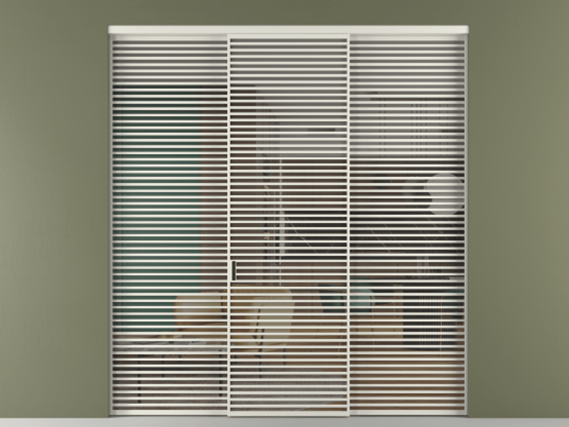 Перегородка Formato внутри проёма 3 створки АЛПР 040.07 Алюминий Белый Прозрачное серое стекло, триплекс Цена 637580 сом | Volhovec