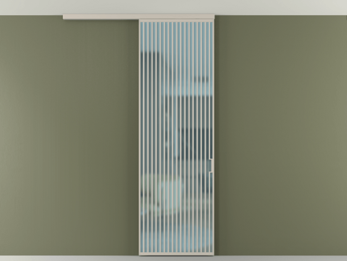 Перегородка Формато вдоль стены на потолок 1 створка АЛПР 040.06 Алюминий светло-бежевый Сатинированное голубое стекло, триплекс Цена 258740 сом | Volhovec