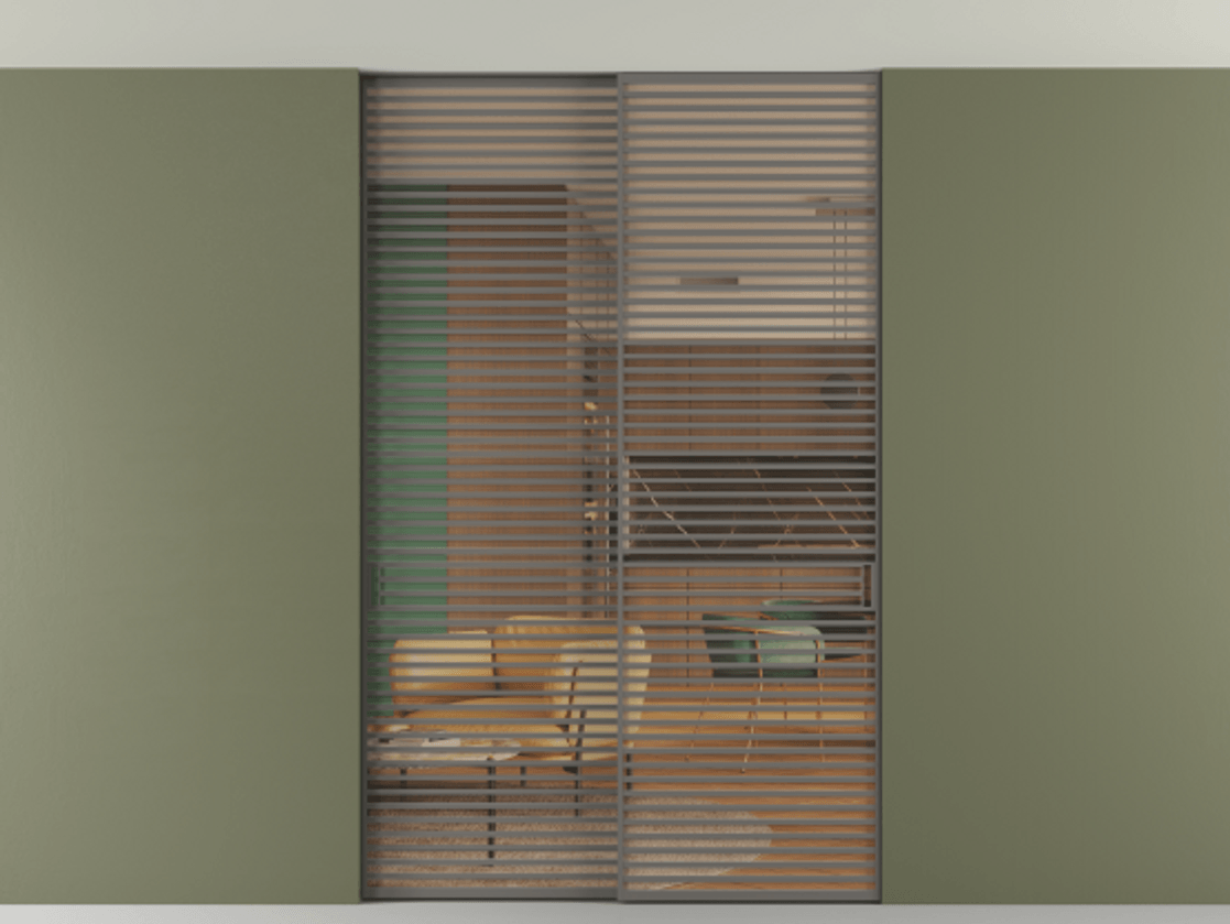 Перегородка Формато внутри проёма скрытое крепление в потолок 2 створки АЛПР 040.07 Алюминий классический серый Прозрачное оранжевое стекло, триплекс Цена 596840 сом | Volhovec