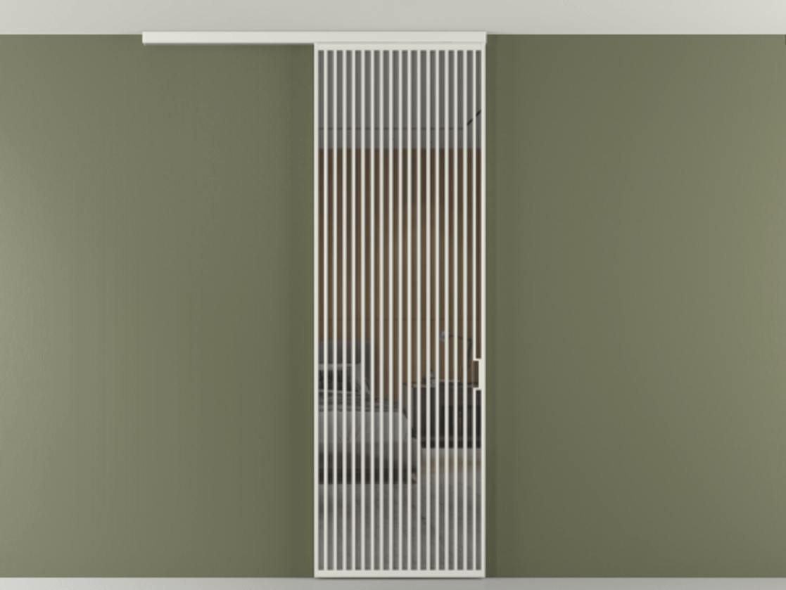 Перегородка Формато вдоль стены на потолок 1 створка АЛПР 040.06 Алюминий серый Рефлективное серое стекло "Стопсол", калёное Цена 281920 сом | Volhovec