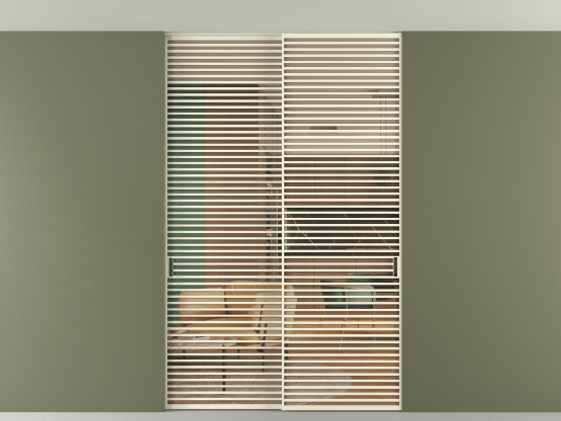 Перегородка Формато внутри проёма скрытое крепление в потолок 2 створки АЛПР 040.07 Алюминий молочно-белый Прозрачное оранжевое стекло, триплекс Цена 596840 сом | Volhovec