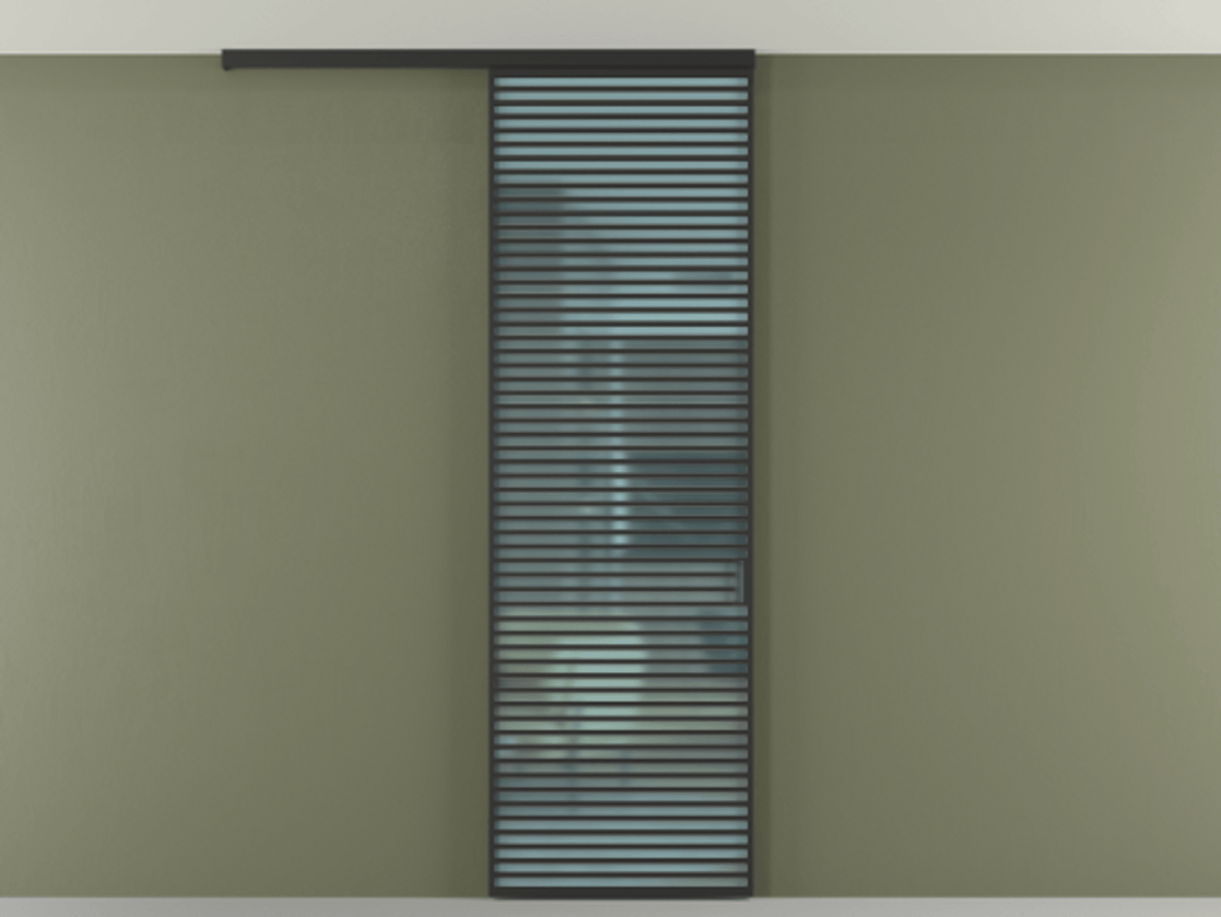 Перегородка Formato вдоль стены на потолок 1 створка АЛПР 040.07 Алюминий Черный Сатинированное голубое стекло, триплекс Цена 260950.2 сом | Volhovec