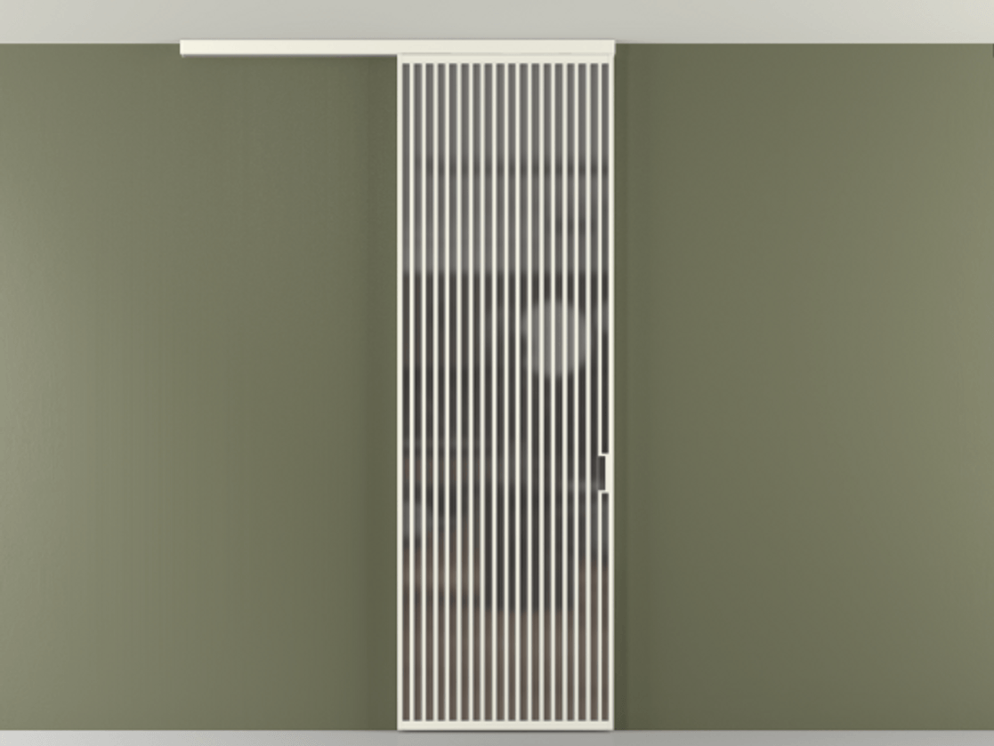 Перегородка Формато вдоль стены на потолок 1 створка АЛПР 040.06 Алюминий жемчужный Сатинированное серое стекло, триплекс Цена 272600 сом | Volhovec