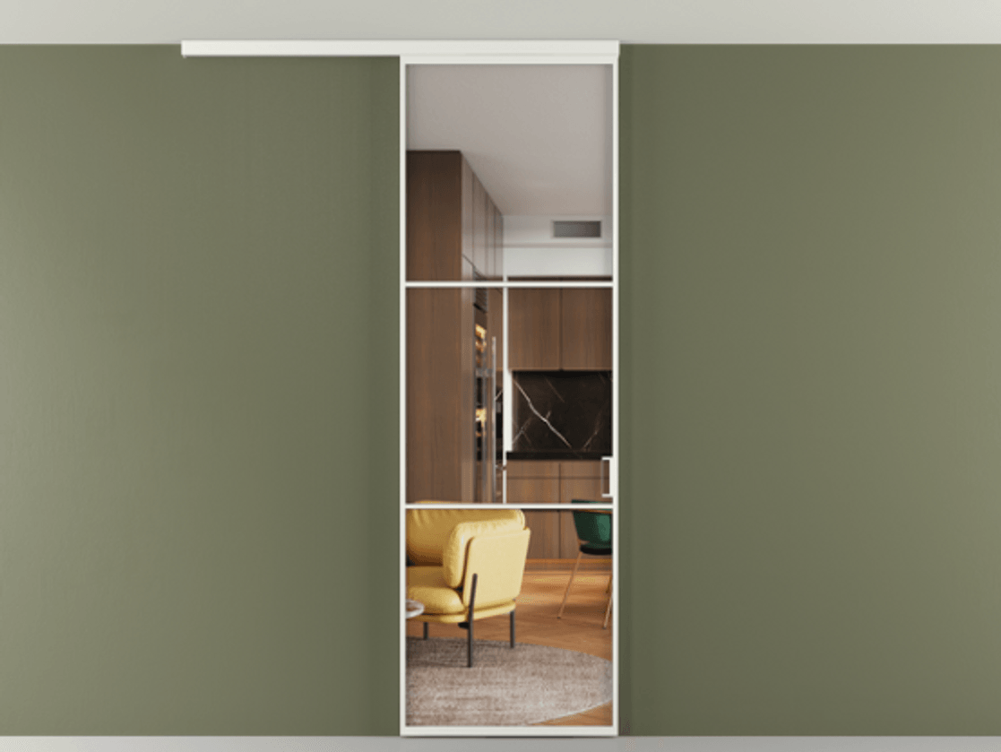 Перегородка Формато вдоль стены на потолок 1 створка АЛПР 040.03 Алюминий светло-серый Прозрачное стекло "Кристал Вижн", калёное Цена 182740 сом | Volhovec