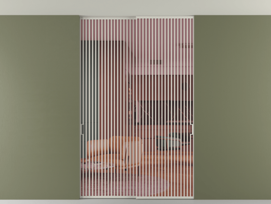 Перегородка Формато внутри проёма скрытое крепление в потолок 2 створки АЛПР 040.06 Алюминий тёплый серый Прозрачное розовое стекло, триплекс Цена 596840 сом | Volhovec