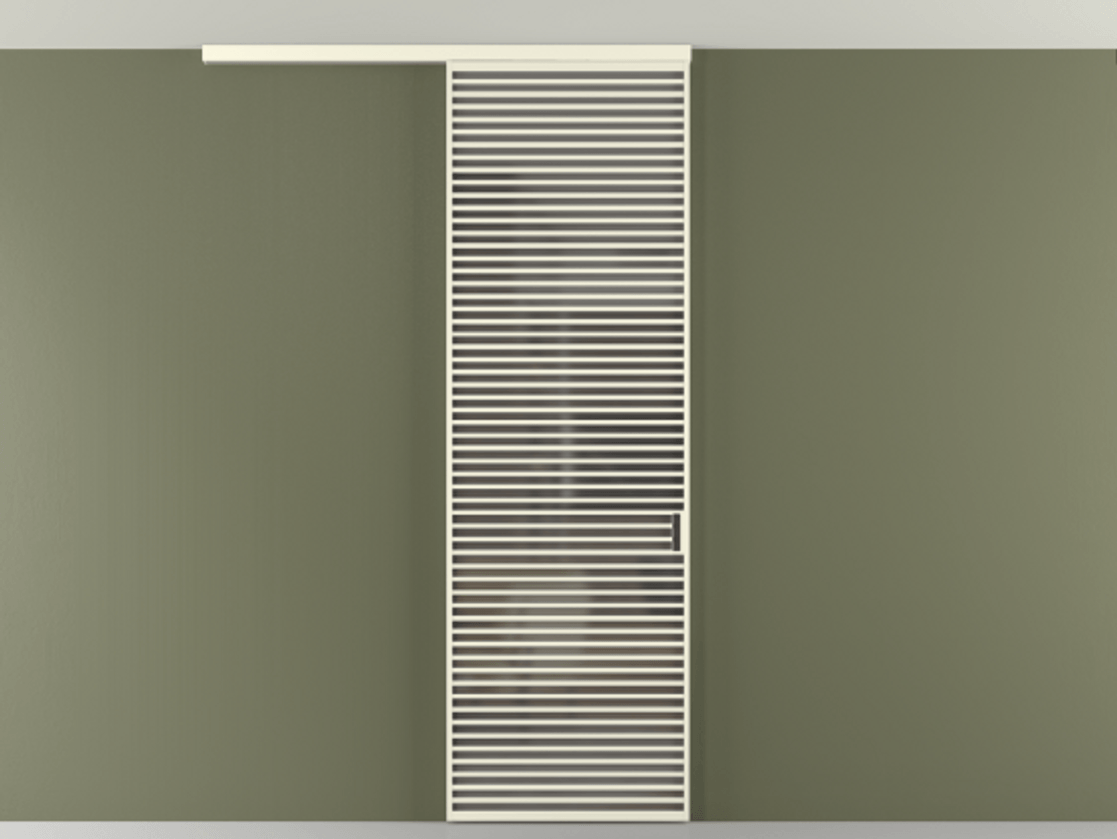 Перегородка Формато вдоль стены на потолок 1 створка АЛПР 040.07 Алюминий молочно-белый Сатинированное серое стекло, триплекс Цена 258740 сом | Volhovec