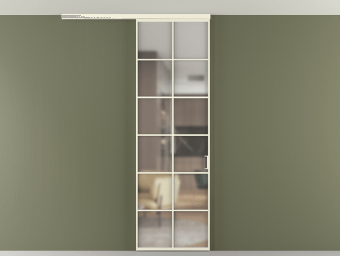 Перегородка Формато вдоль стены на потолок 1 створка АЛПР 040.05 Алюминий молочно-белый Сатинированное стекло "Мателюкс Кристал Вижн", калёное, матовое, каленое 6 мм Цена 195240 сом | Volhovec