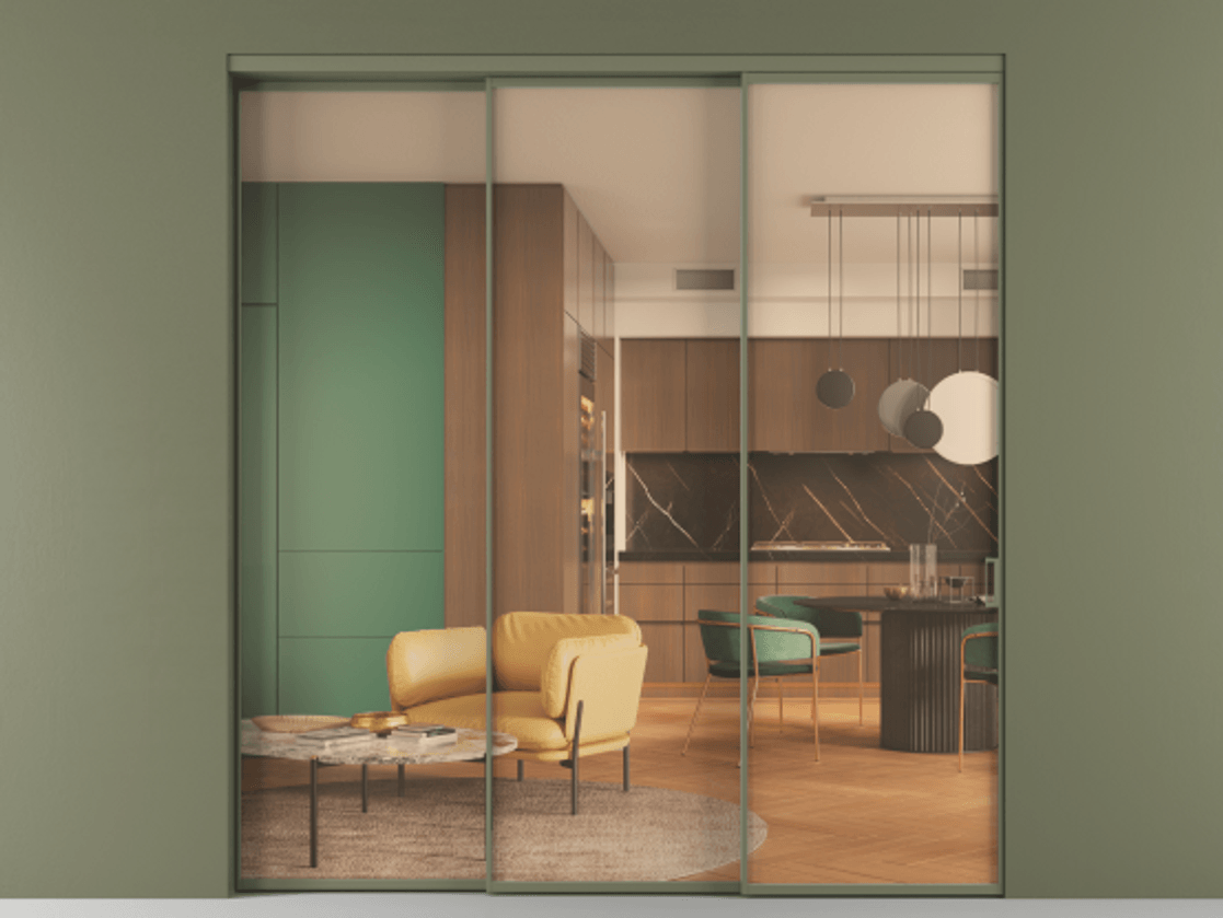 Перегородка Formato внутри проёма 3 створки с синхронным механизмом АЛПР 040.01 Алюминий оливковый тёмный Прозрачное оранжевое стекло, триплекс. Цена 482780.2 сом 1. Полотно 3 шт. (800/2100 мм)
2. Комплект установки раздвижной системы
3. Базовый комплект фурнитуры
4. Комплект фурнитуры телескопик синхро-2
5.Ручка RONDO
. Фабрика дверей Волховец 8 (800) 551 43 19 Перегородка Formato внутри проёма 3 створки с синхронным механизмом АЛПР 040.01 Алюминий оливковый тёмный Прозрачное оранжевое стекло, триплекс Цена 482780.2 сом | Volhovec