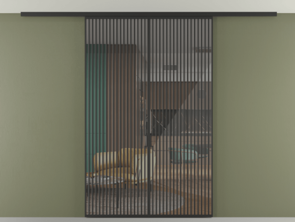 Перегородка Формато вдоль стены на потолок 2 створки АЛПР 040.06 Алюминий Черный Рефлективное прозрачное стекло "Стопсол", калёное Цена 640870 сом | Volhovec