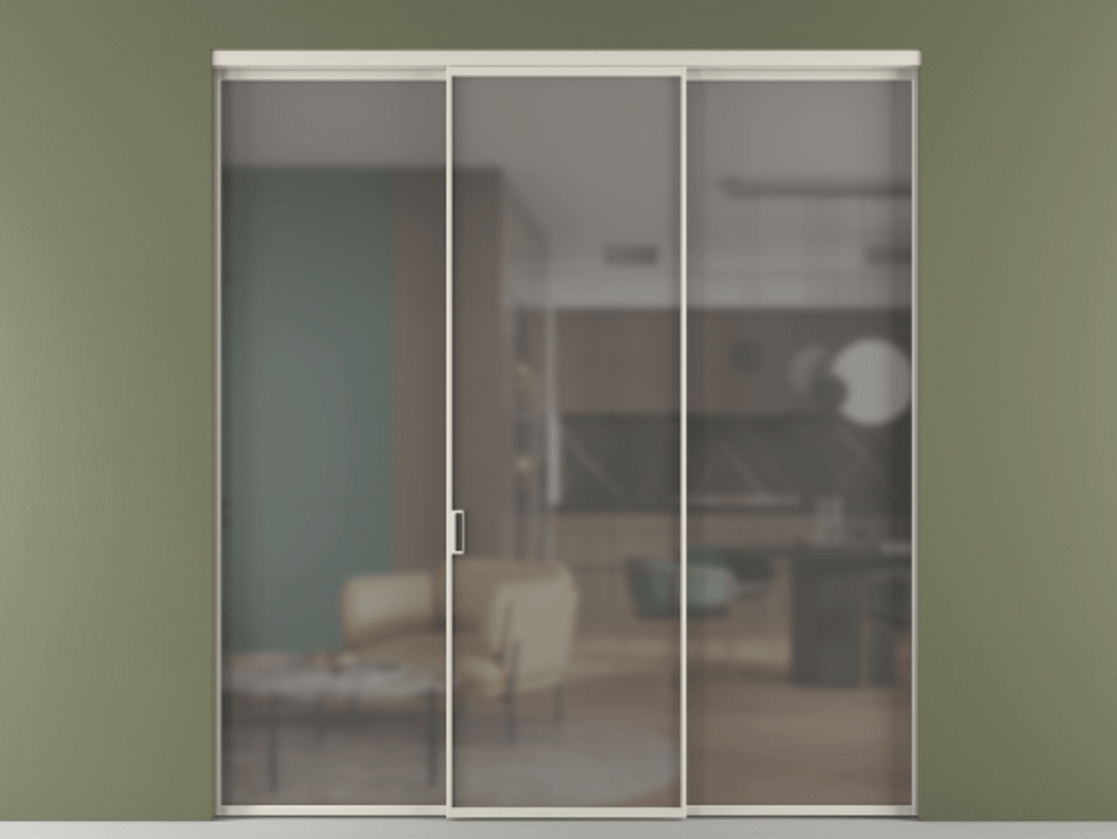 Перегородка Формато внутри проёма 3 створки АЛПР 040.01 Алюминий облачно-серый Сатинированное серое стекло, триплекс Цена 327780 сом | Volhovec