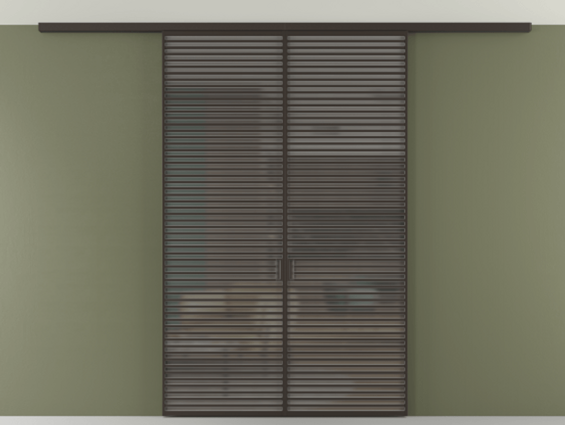 Перегородка Формато вдоль стены на потолок 2 створки АЛПР 040.07 Алюминий антрацит Сатинированное серое стекло, триплекс Цена 534870 сом | Volhovec