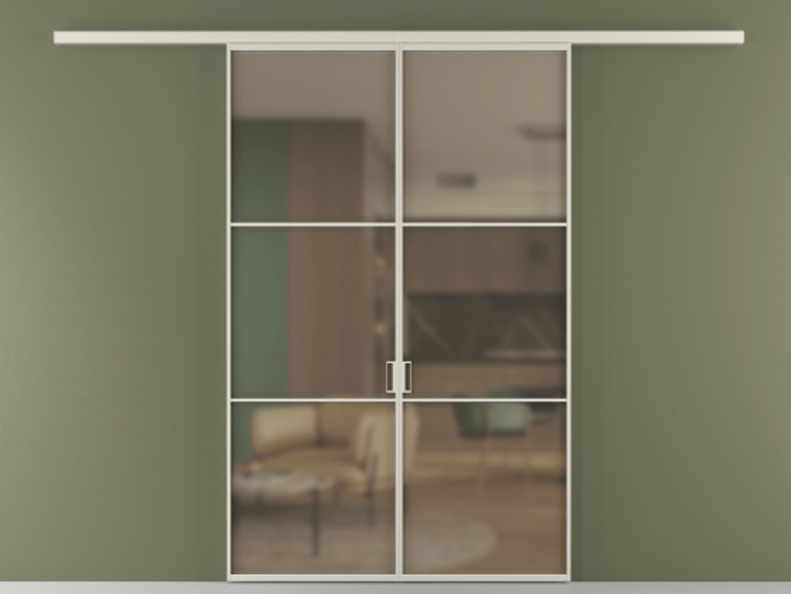 Перегородка Formato вдоль стены 2 створки АЛПР 040.03 Алюминий облачно-серый Сатинированное бронзовое стекло, триплекс Цена 339250 сом | Volhovec