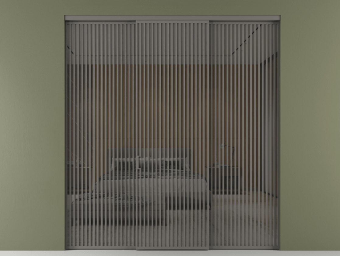 Перегородка Формато внутри проёма 3 створки АЛПР 040.06 Алюминий классический серый Рефлективное серое стекло "Стопсол", калёное Цена 890490 сом | Volhovec