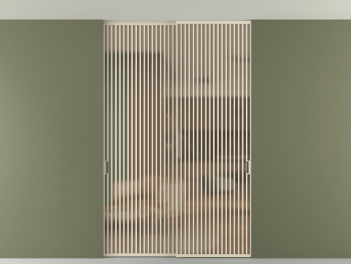 Перегородка Формато внутри проёма скрытое крепление в потолок 2 створки АЛПР 040.06 Алюминий бежево-серый Сатинированное оранжевое стекло, триплекс Цена 596840 сом | Volhovec